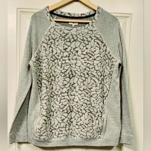 Lou&Grey textures 3d animal print sweater zip pockets long sleeve size L